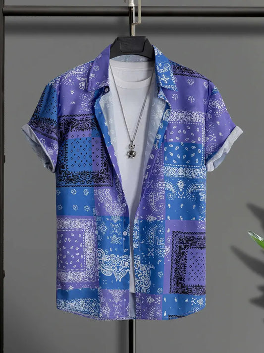 PAISLEY PRINT BUTTON-FRONT SHIRT