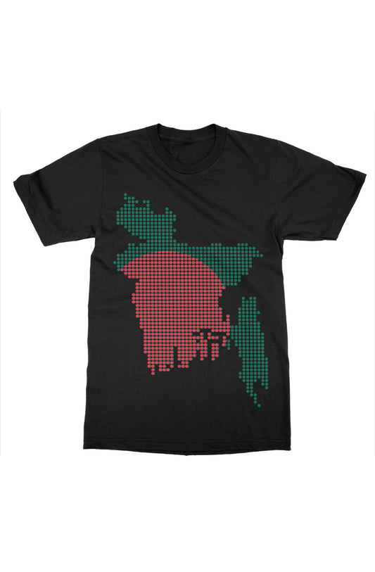 Bangladesh Dotted Map with Red Circle in the Middle